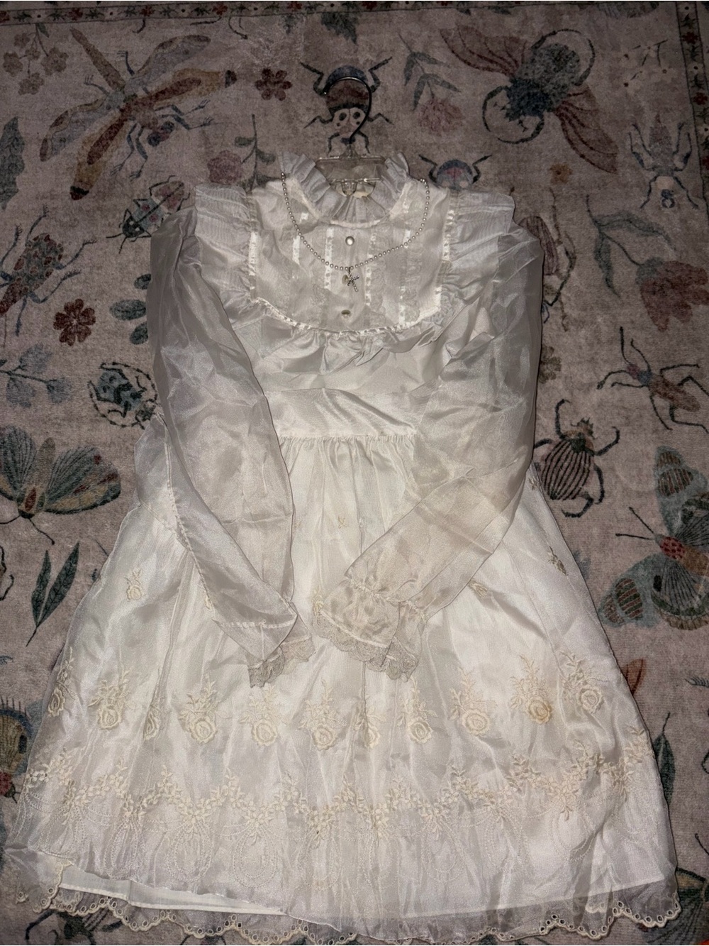 VTG 70s Madonna by Haddad Christening Baptism Gown Organza Lace